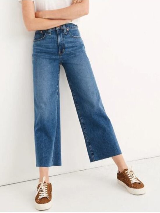 Madewell Denim - Madewell Slim Wide Leg Crop Jeans (26) - Medium Wash